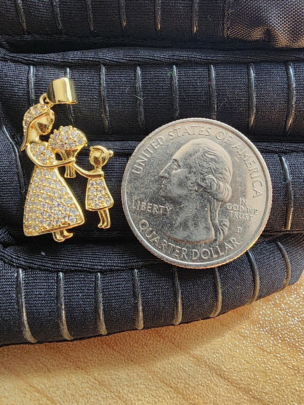 Gold Mother and Child Pendant - Women Jewelry